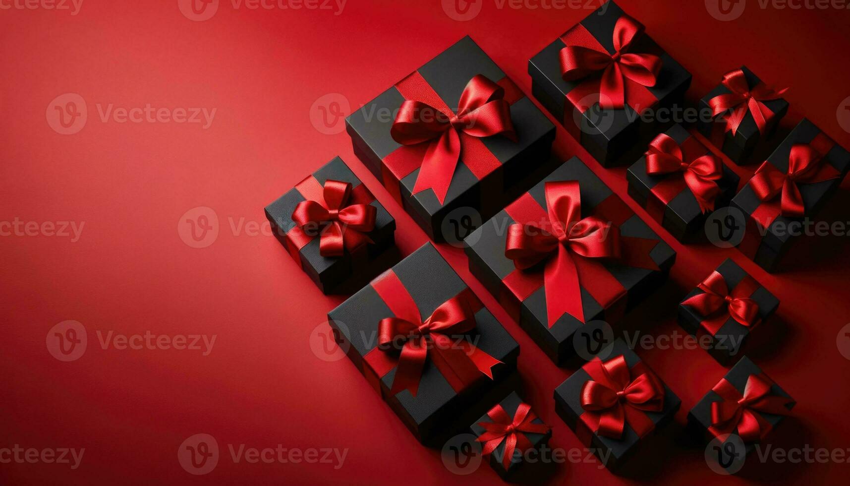 AI generated Black Friday Red Ribboned Gifts Ready for Sale photo