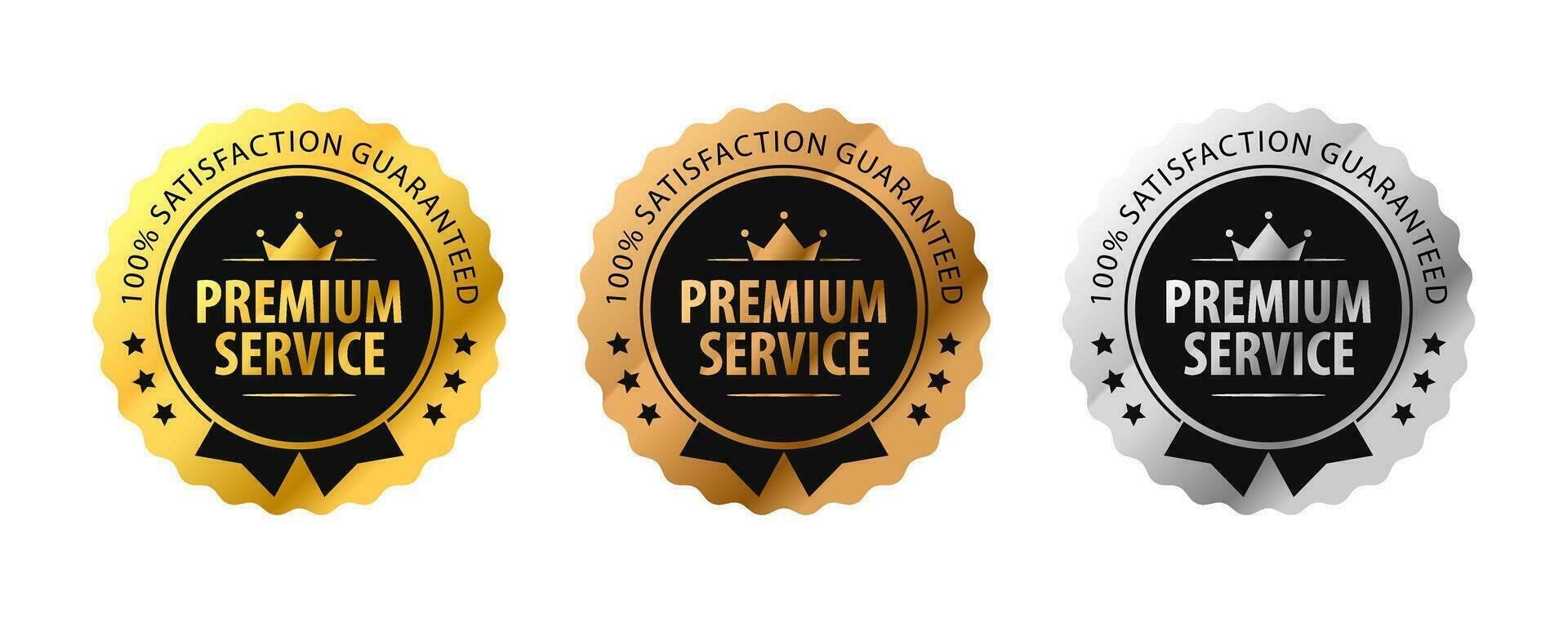 Premium Service elegant label design with gold bronze silver color. Isolated on White. Vector Illustration