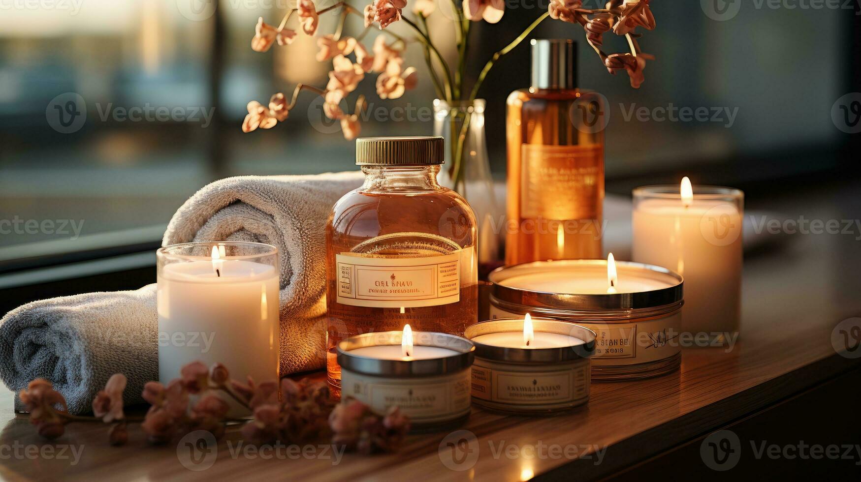 Spa products in spa center photo