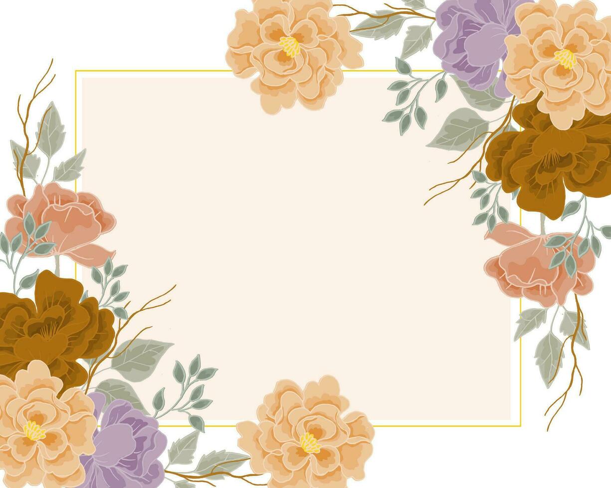 Vintage Hand Drawn Dusty Rose Flower Border vector