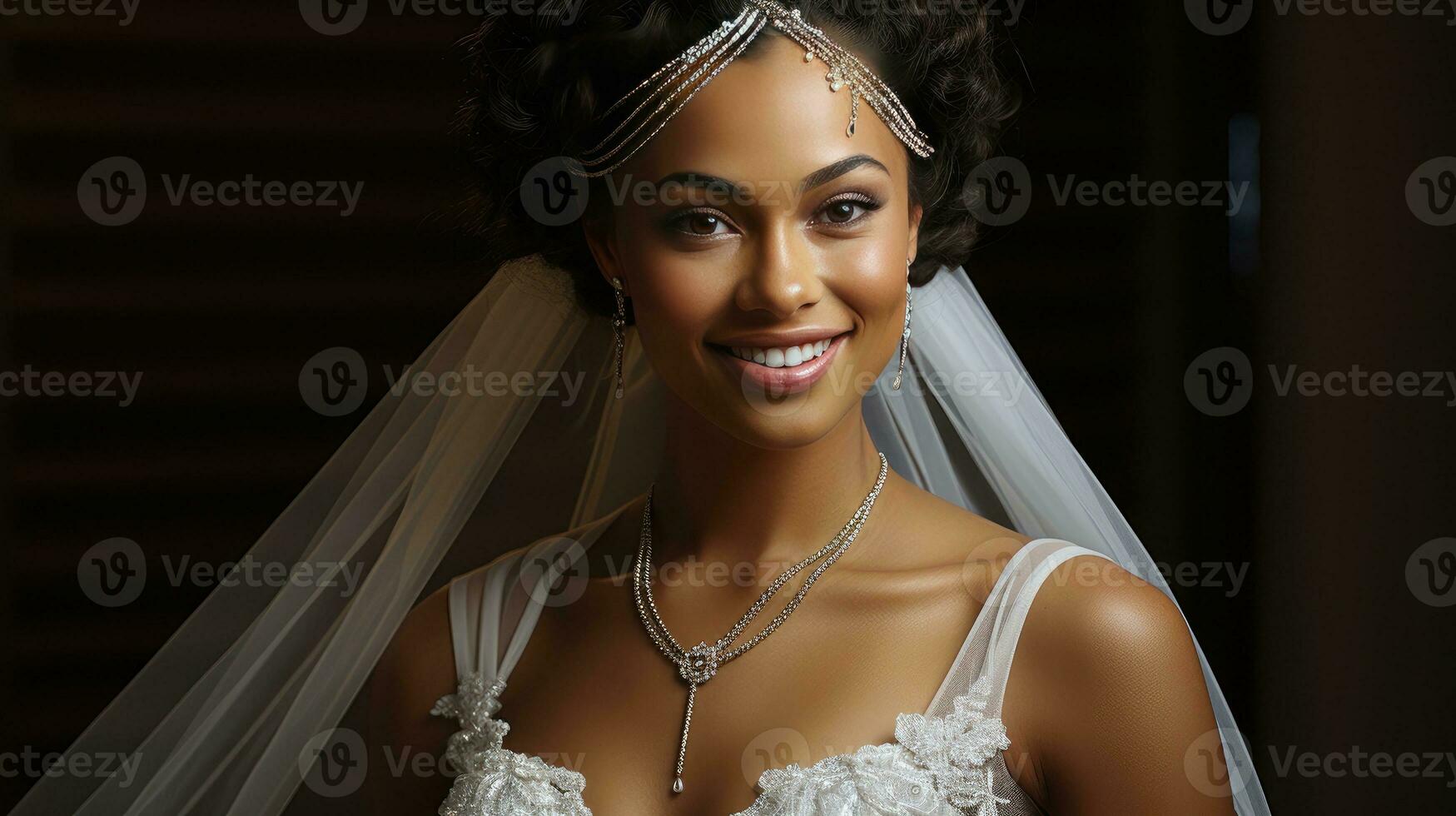 Elegant Bride Radiates Beauty in Delicate Bridal Attire photo