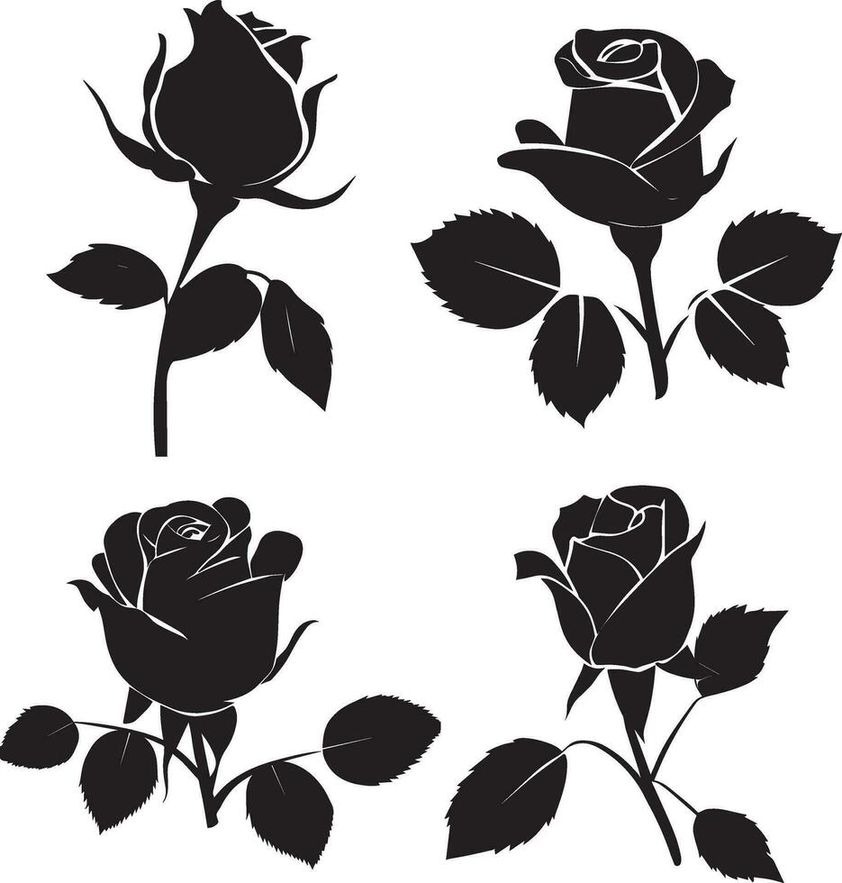 Rose vector art silhouette illustration 3