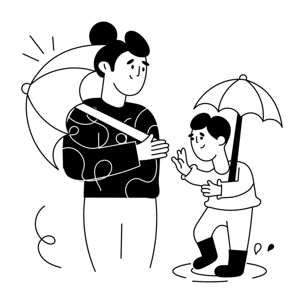 Trendy Enjoying Rain vector