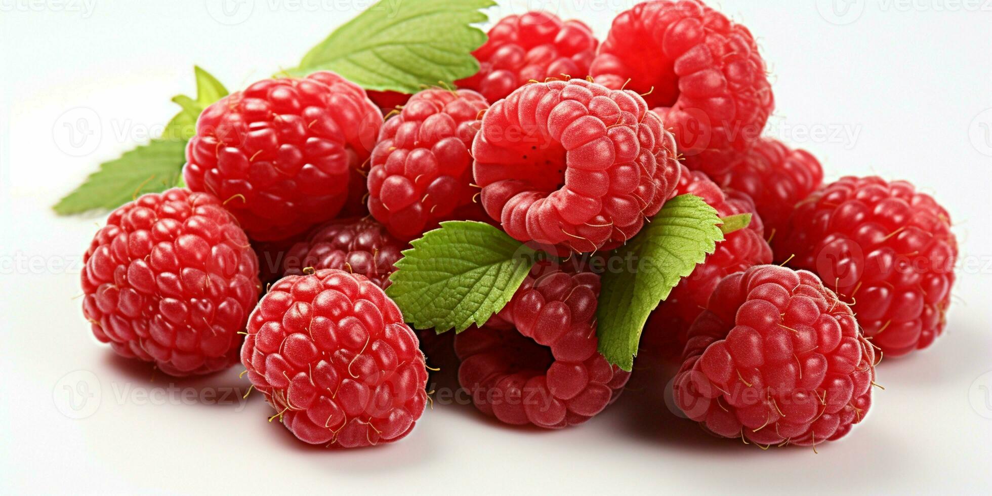 AI generated Fresh Ripe Raspberry on white background, Juicy and tasty Fruit, Healthy Food photo