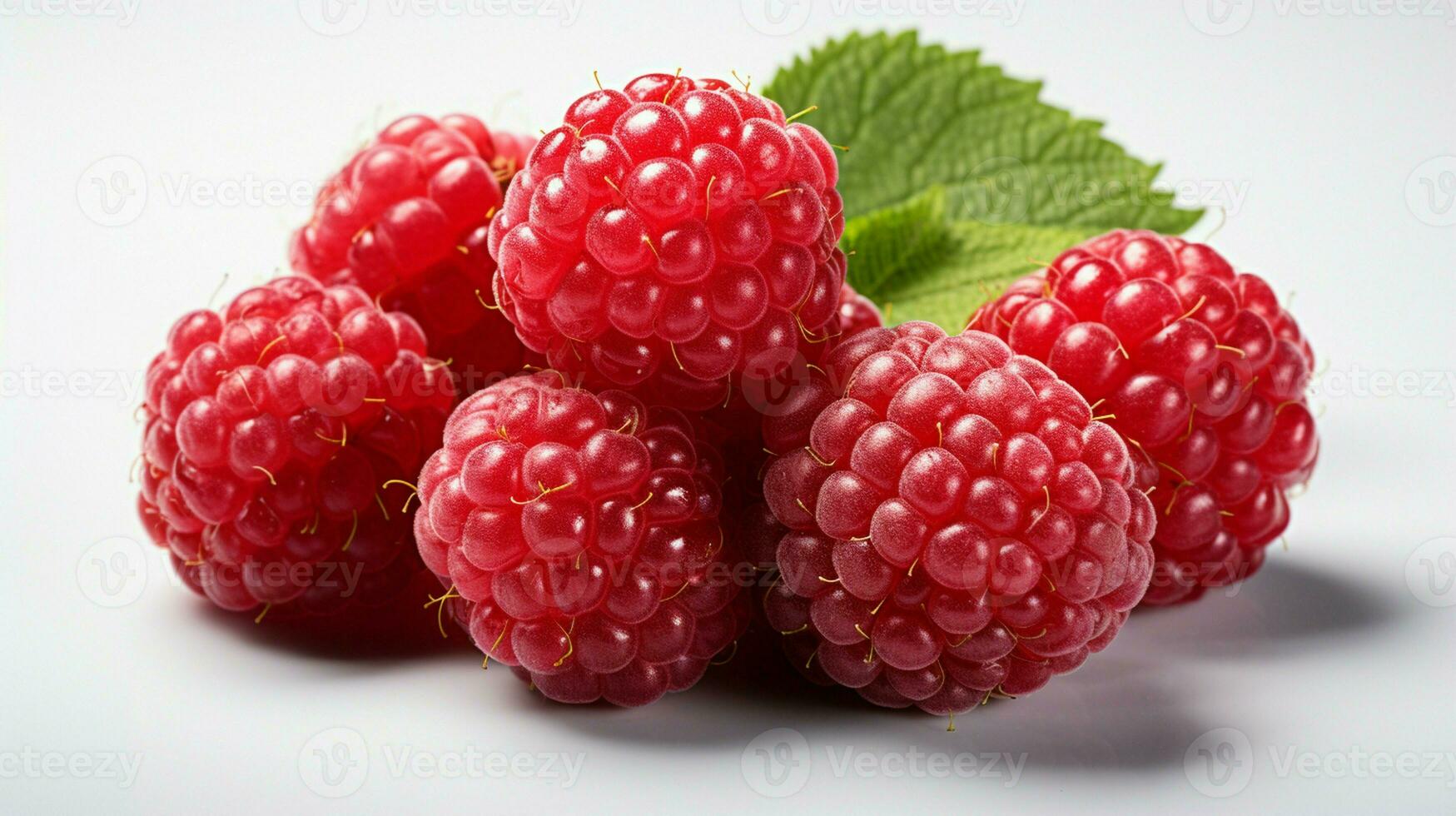 AI generated Fresh Ripe Raspberry on white background, Juicy and tasty Fruit, Healthy Food photo
