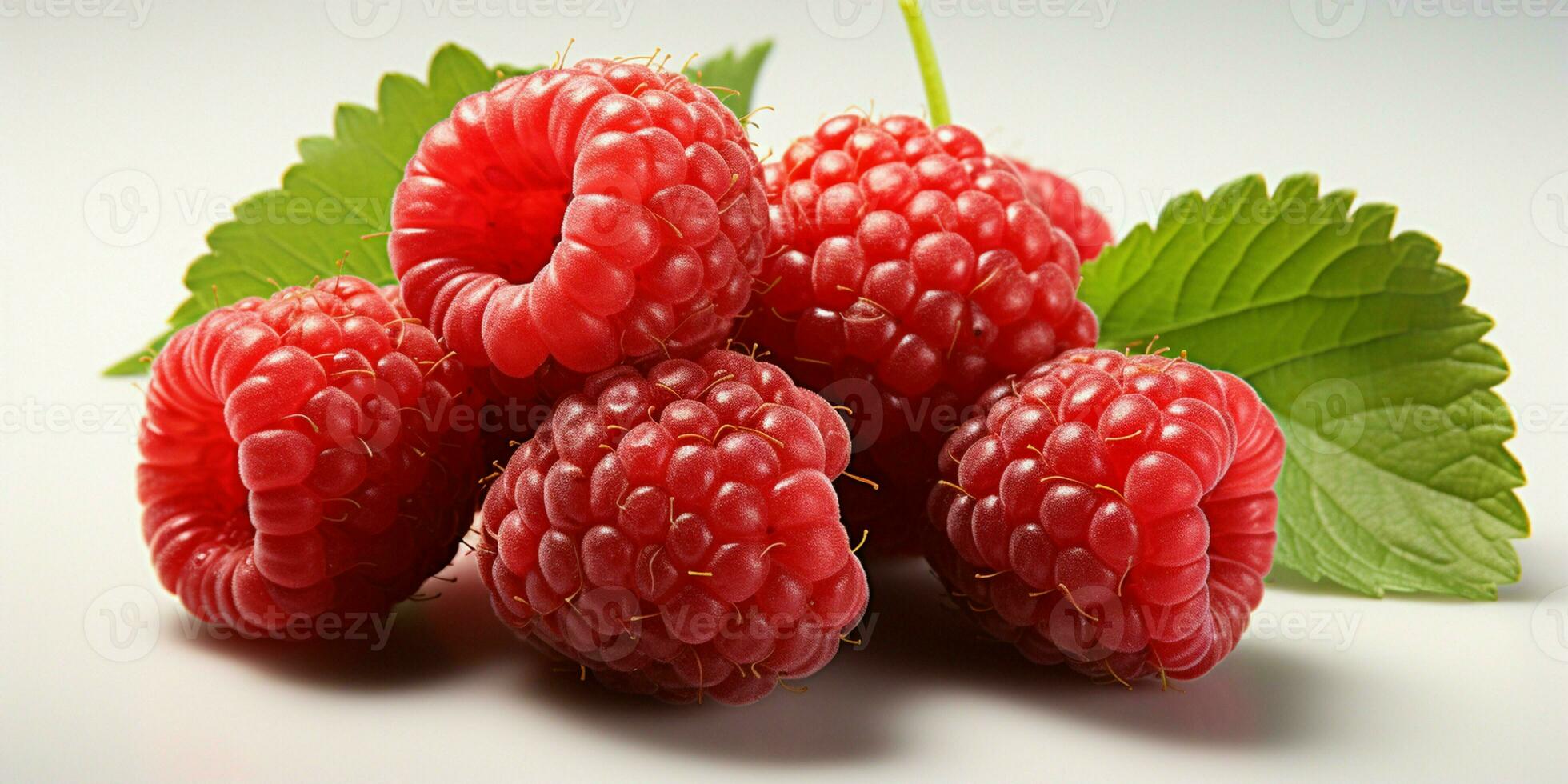 AI generated Fresh Ripe Raspberry on white background, Juicy and tasty Fruit, Healthy Food photo