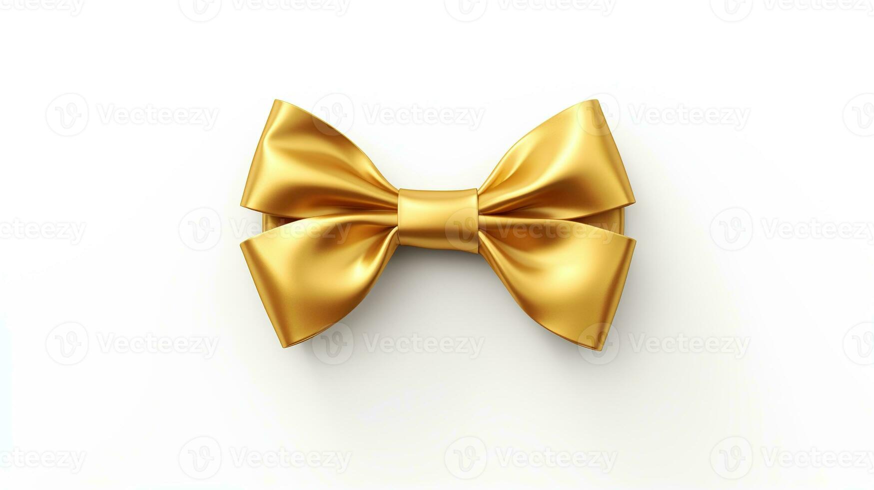 AI generated Gold Bowtie and Ribbon Isolated on the White Background photo