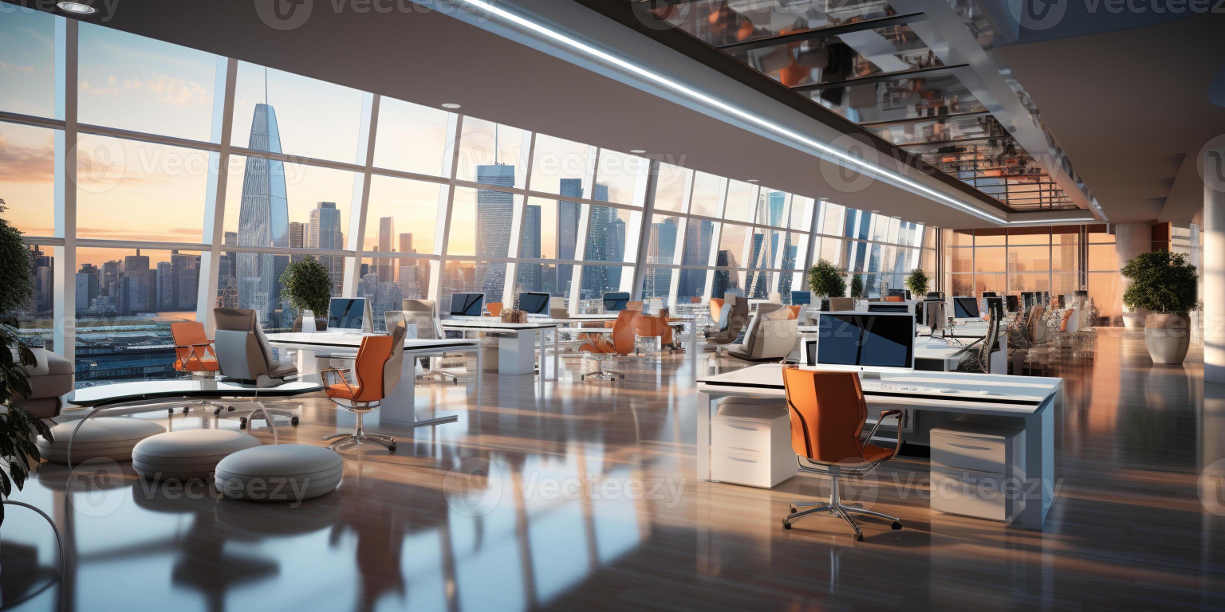 AI generated Interior design Modern Creative office foyer, Corporate