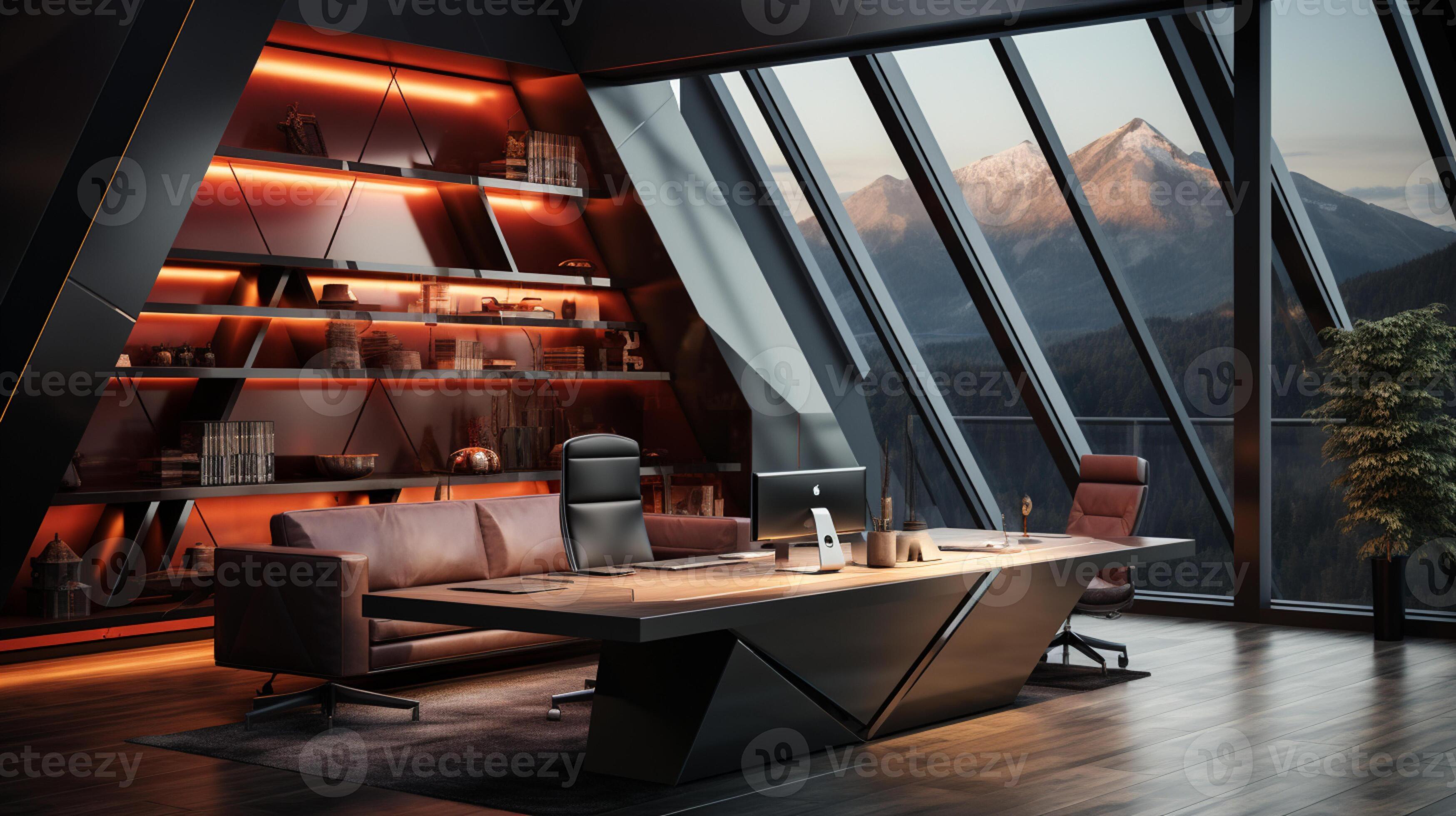 AI generated Interior design Modern Creative office foyer, Corporate