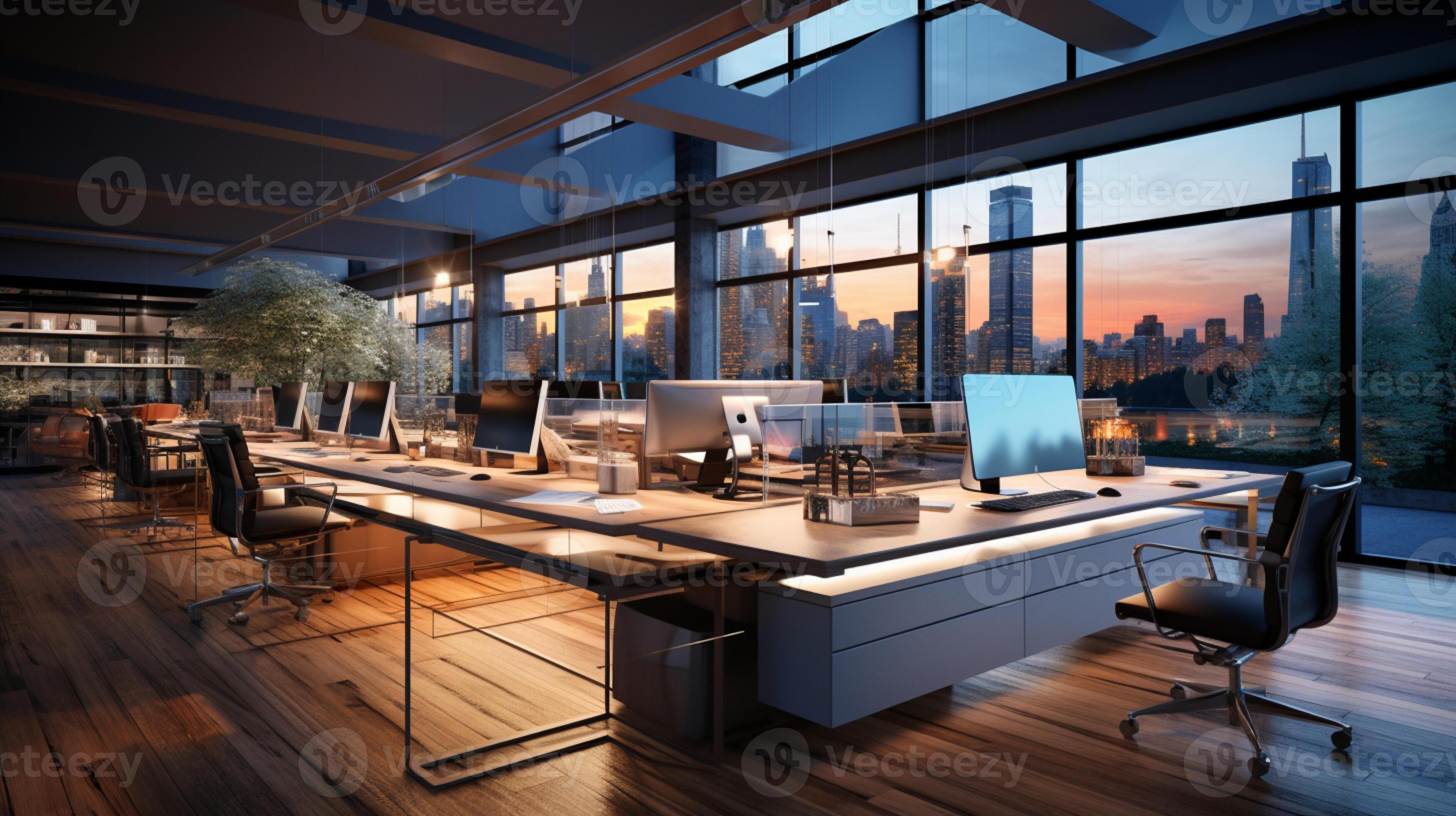 AI generated Interior design Modern Creative office foyer, Corporate