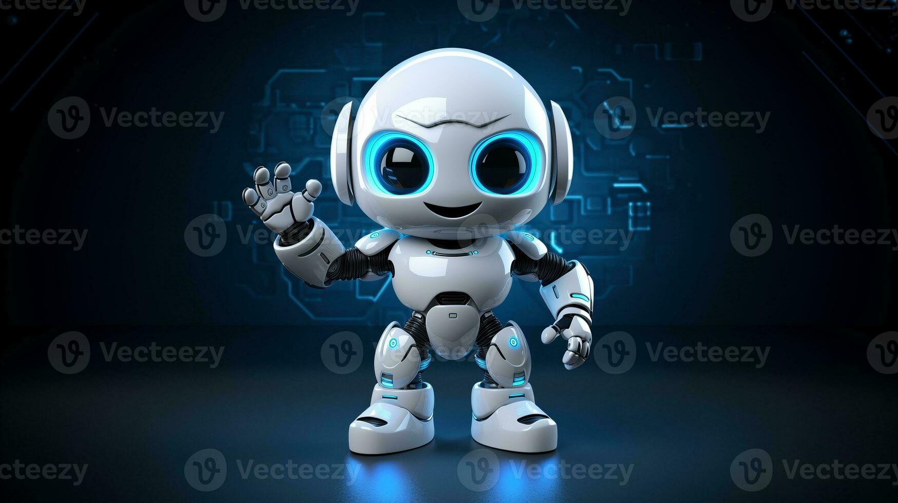 AI generated Baby robot alien running forward ai generated character 3d image photo