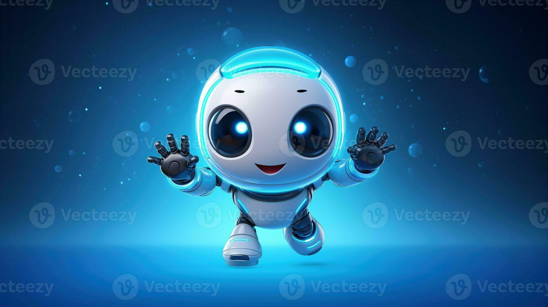 AI generated Baby robot alien running forward ai generated character 3d image photo