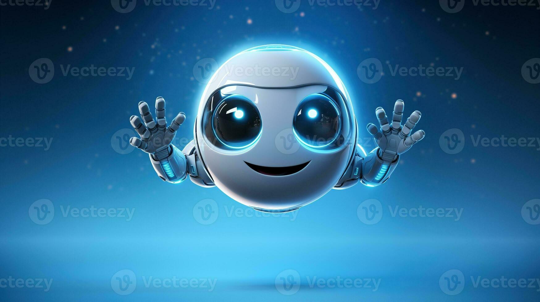 AI generated Baby robot alien running forward ai generated character 3d image photo