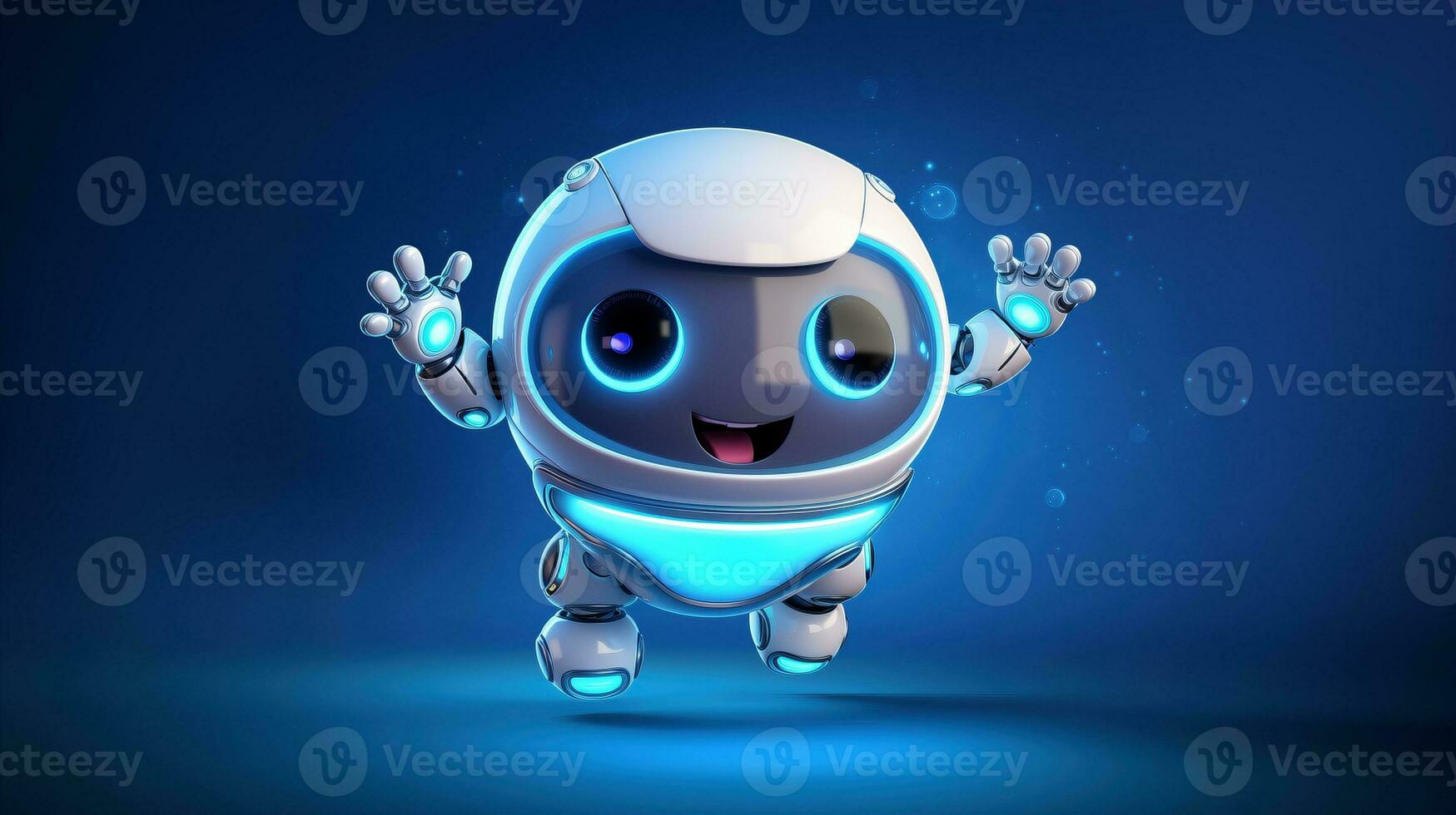 AI generated Baby robot alien running forward ai generated character 3d image photo