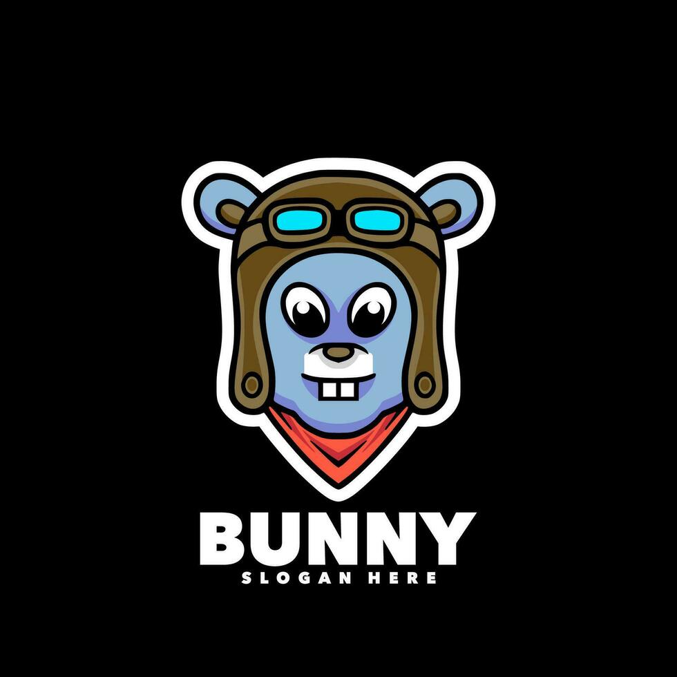 Bunny pilot mascot logo vector