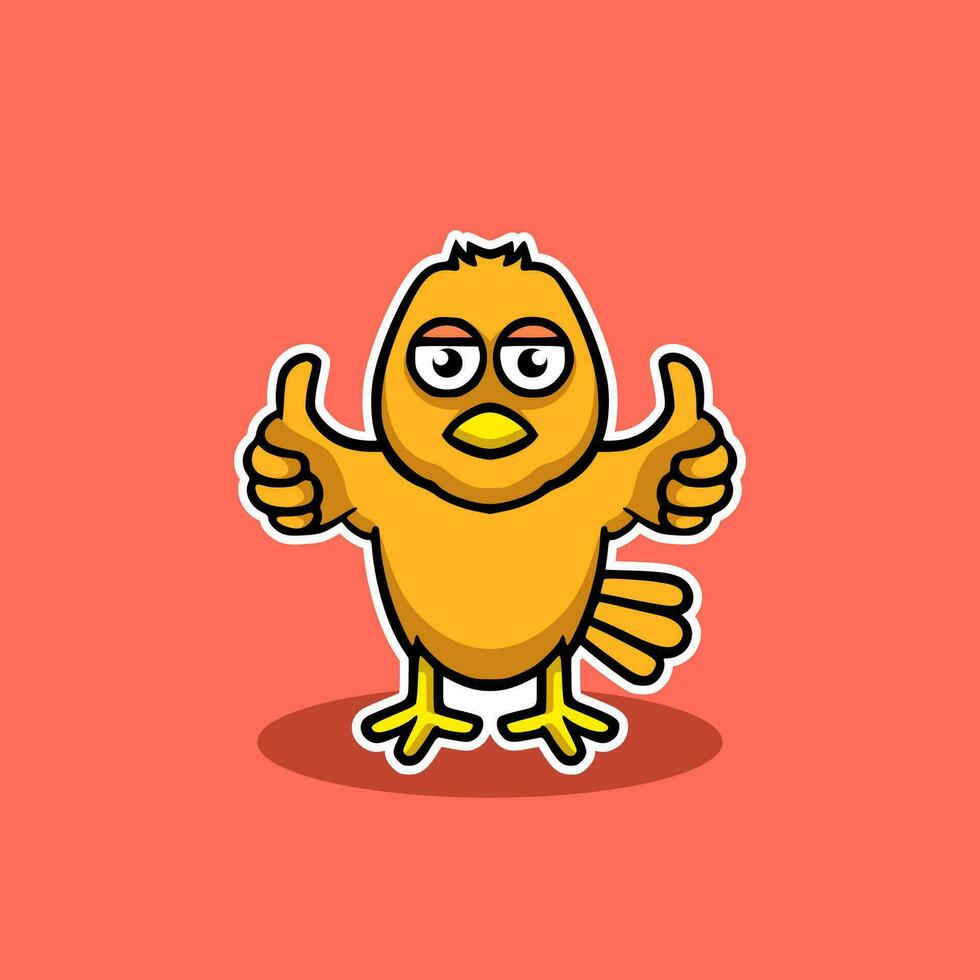 linda polluelo mascota dibujos animados diseño ilustración vector