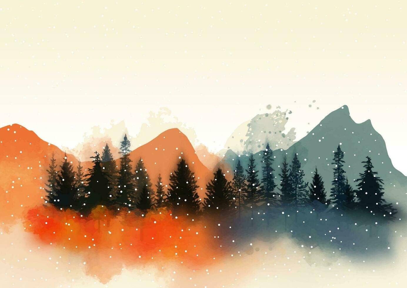 abstract watercolour winter landscape background vector