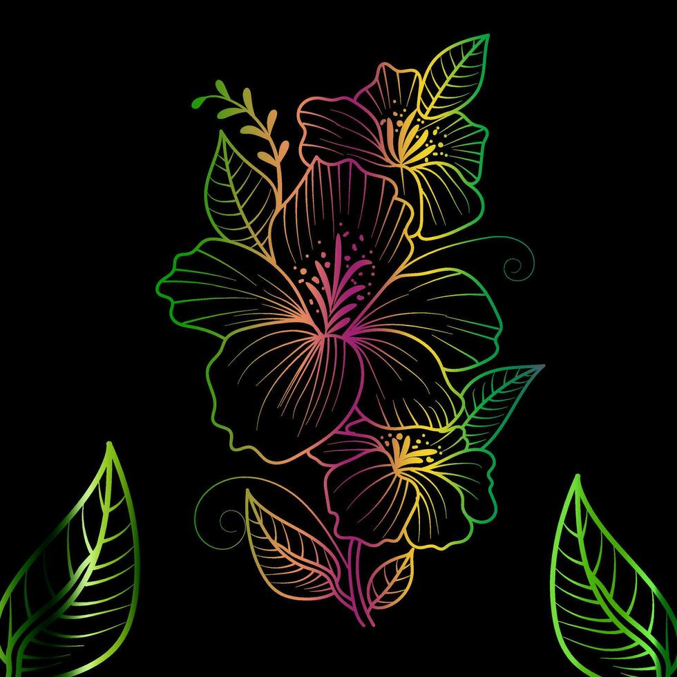 arco iris color línea Arte floral vector ilustración, vistoso Clásico decorativo vector plantilla, arco iris color flor adornos