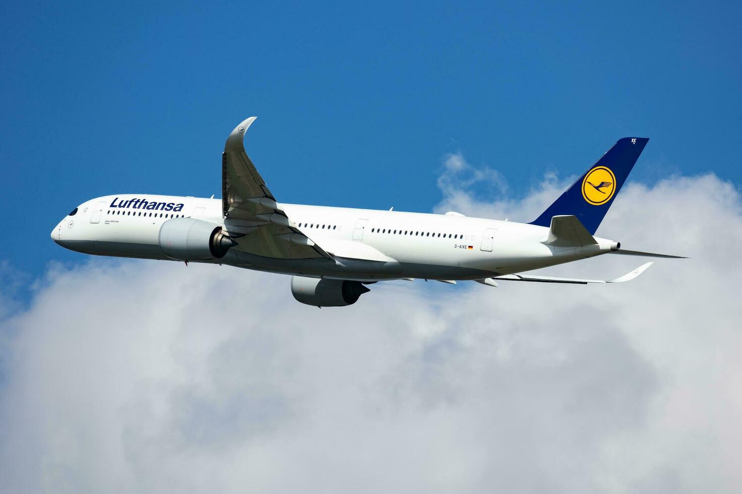 Munich, Germany, 2017 - Lufthansa passenger plane at airport. Schedule flight travel. Aviation and aircraft. Air transport. Global international transportation. Fly and flying. photo