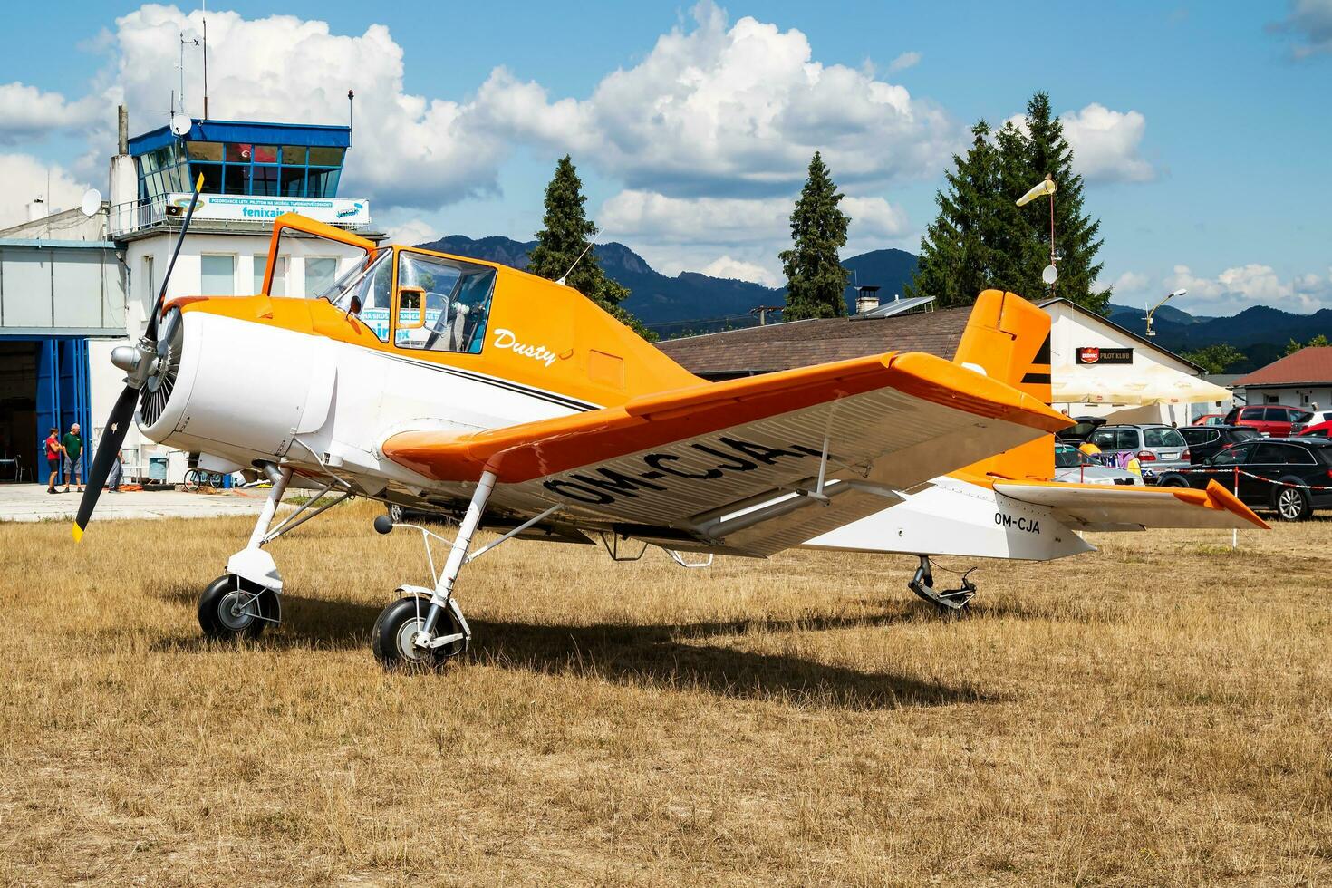 Commercial plane at airport and airfield. Small and sport aircraft. General aviation industry. Vip transport. Civil utility transportation. Fly and flying. photo