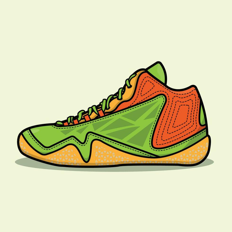 baloncesto zapatillas naranja verde vector