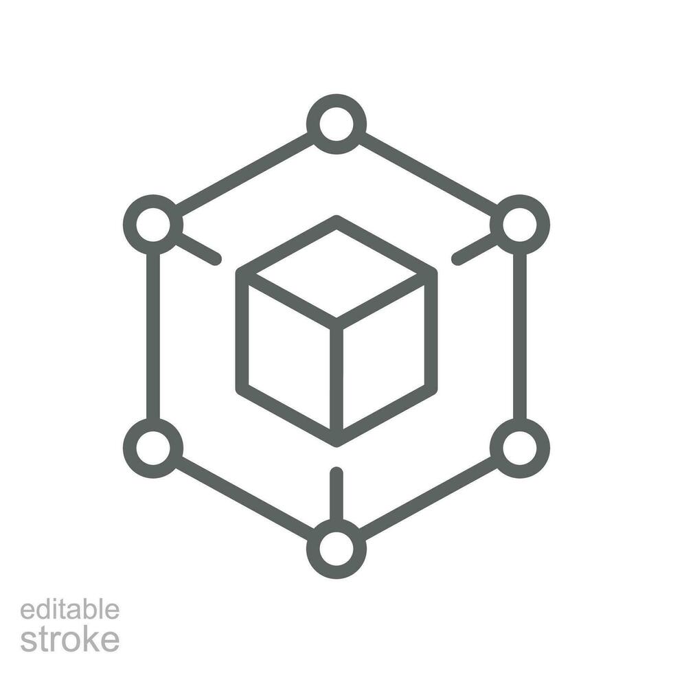 Framework icon. Simple outline style. Cloud, native, react, atom, computer technology concept. Thin line symbol. Vector illustration isolated. Editable stroke.