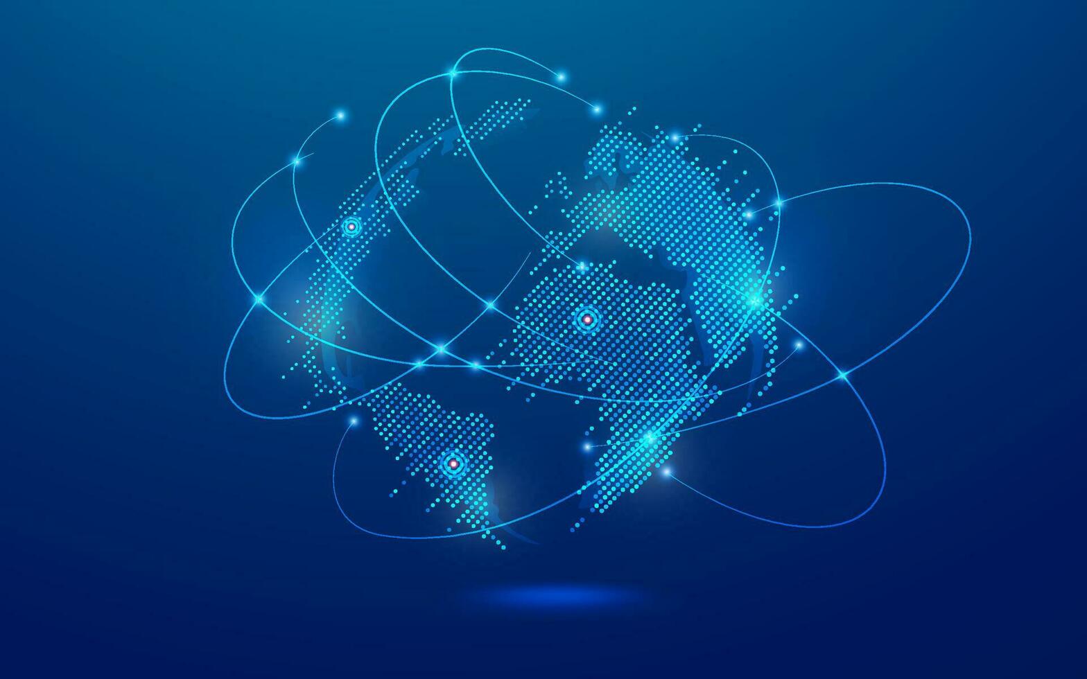 concept of digital transformation or big data technology, graphic of dotted globe with futuristic element vector