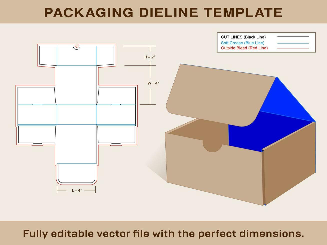 remitente caja dieline modelo y 3d caja vector archivo