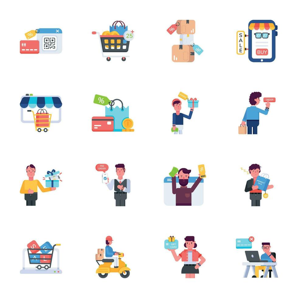 Set of Retail Flat Icons vector