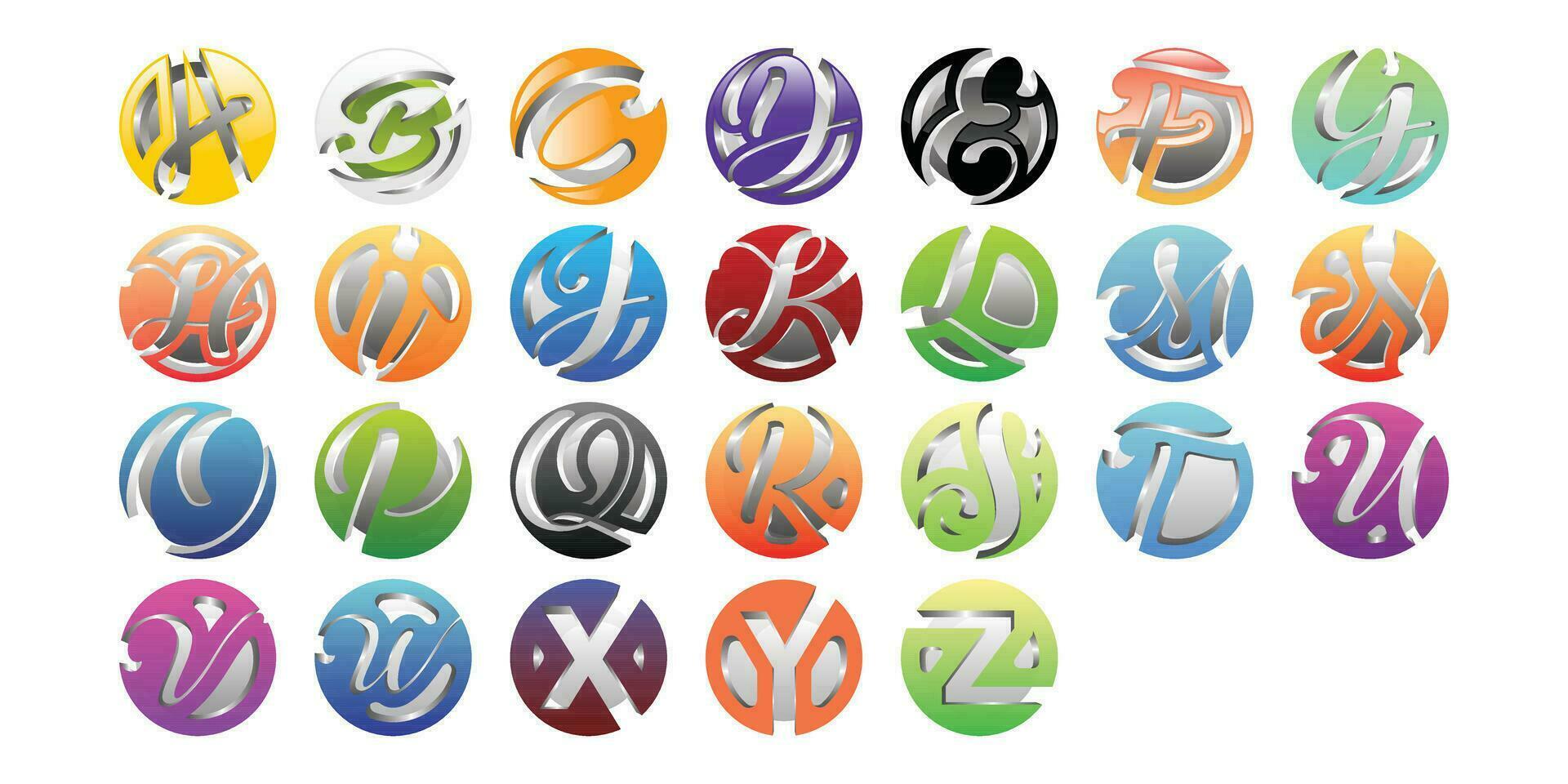 icon set collection of Letter A to Z Globe technology modern logo, data globe logo design vector symbol icon, globe icon template