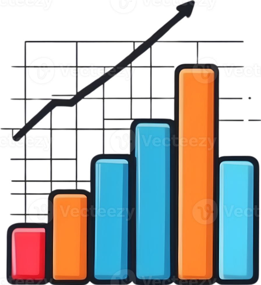 AI generated an illustration of a bar chart with ai generative png