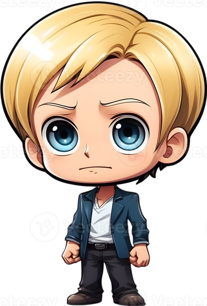 AI generated anime character with blonde hair and lightbulb png