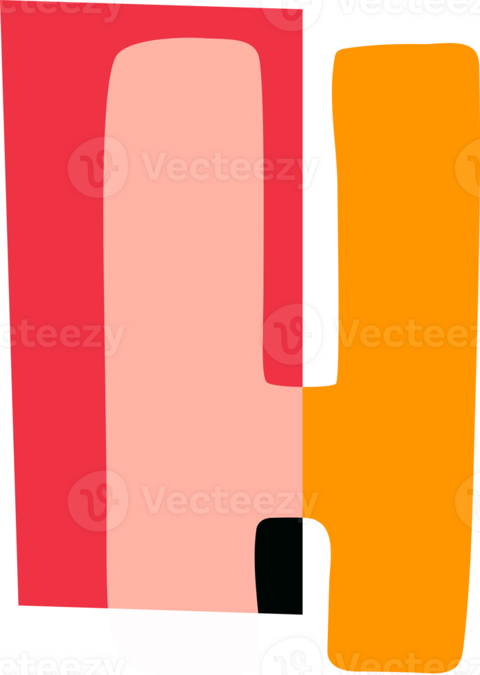 Alphabet in paper style ransom png letter. Flat colorful Anonymous Note Font. Latin Letter funny symbol. Childish hand drawn letter. Cut out.