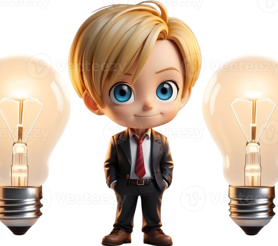 AI generated anime character with blonde hair and lightbulb png