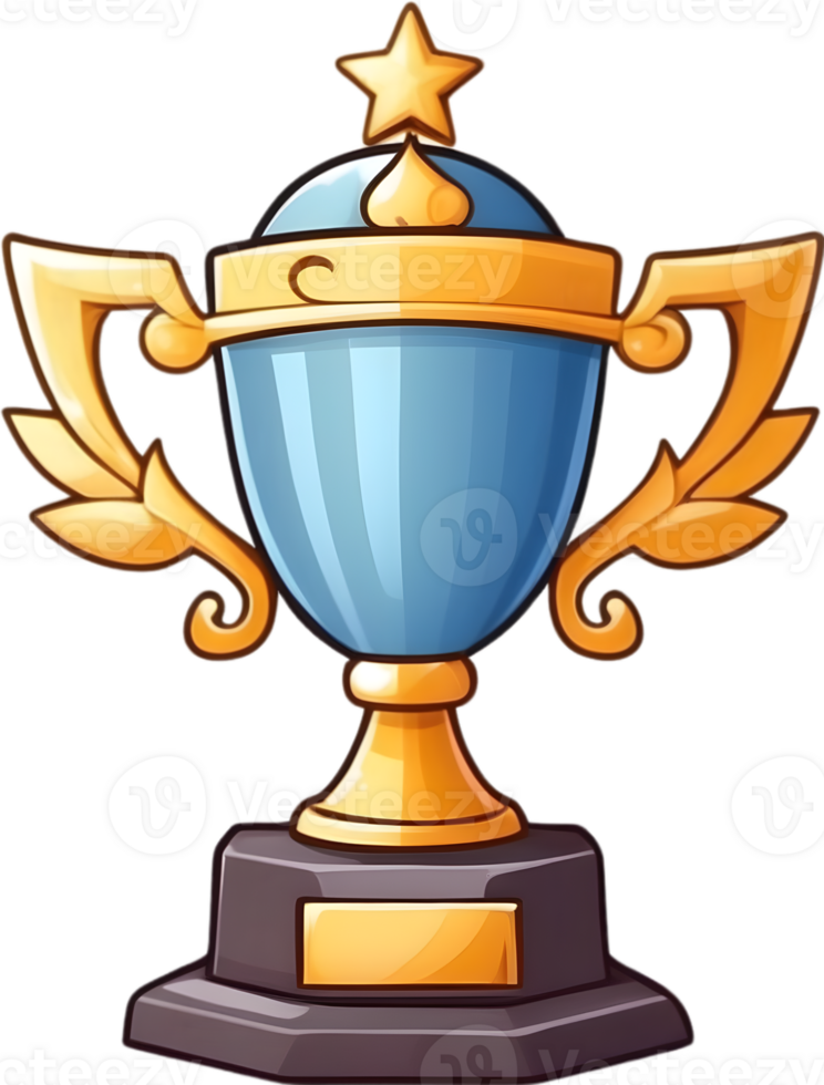 AI generated gold trophy cup on transparent background ai generative png