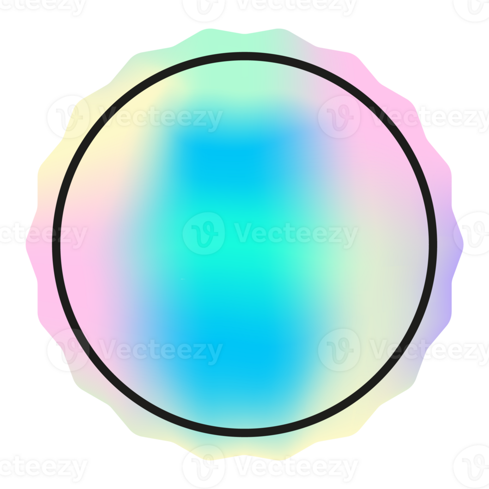 Holographic sticker, hologram label circle shape. PNG sticker for design mockup. Holographic textured sticker for preview tags, labels
