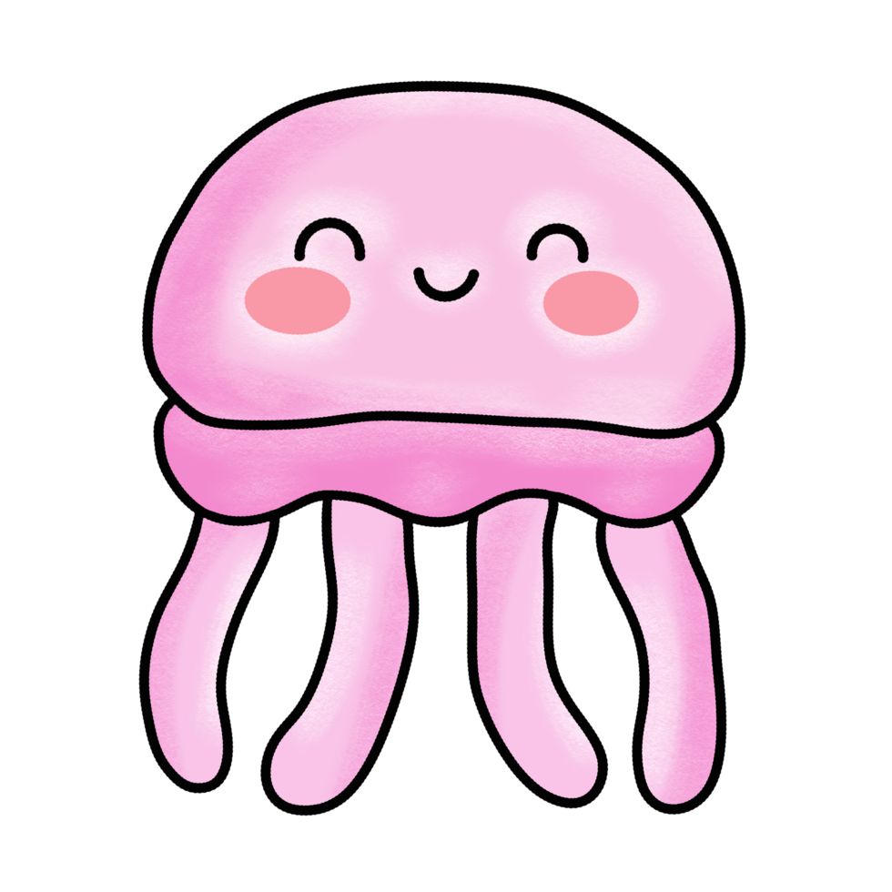 Cartoon Pink Squid png