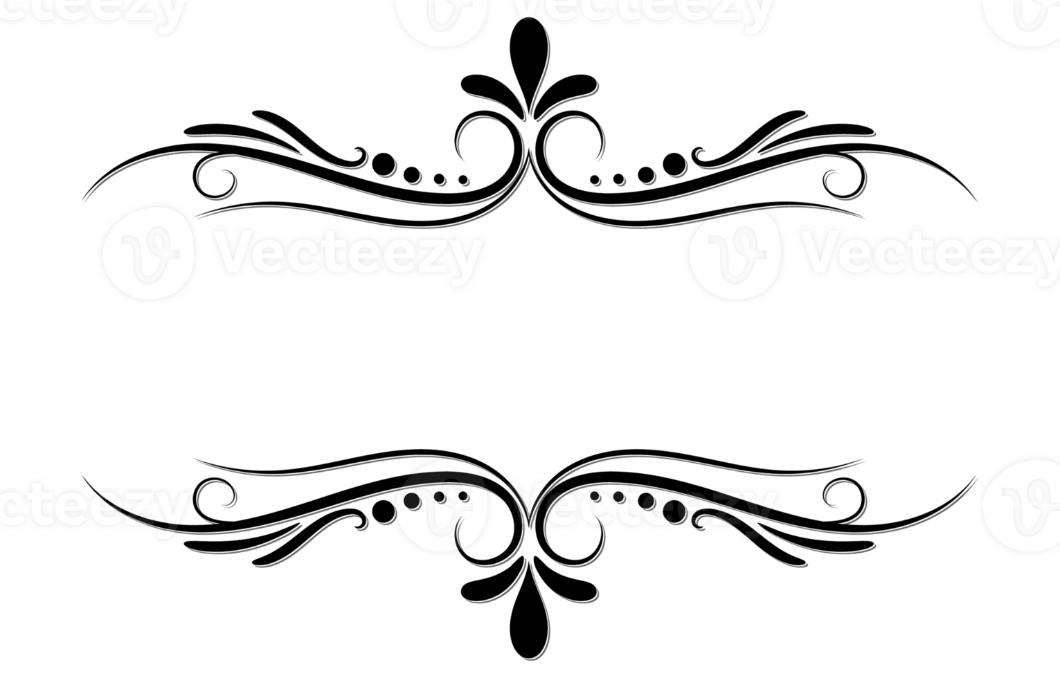 classic border wave dividing line flower pattern Scroll elements and vintage ornate frames Suitable for greeting cards Wedding invitation cards, food menus, royal cards png