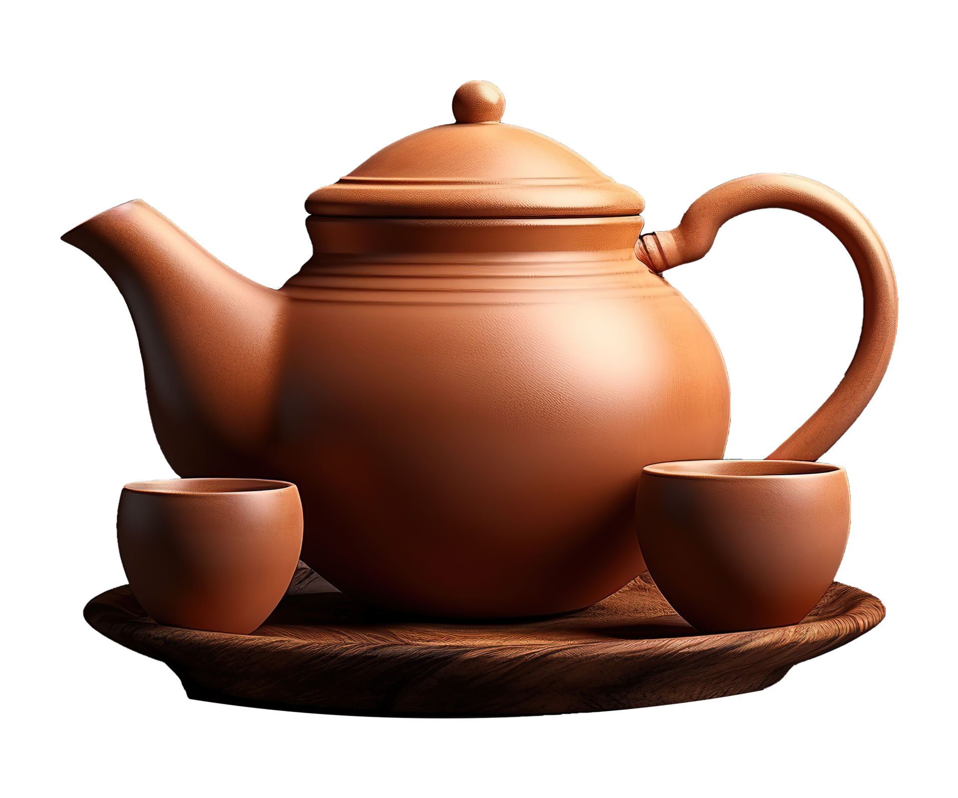 AI generated illustration of traditional clay teapot and clay cup ai
