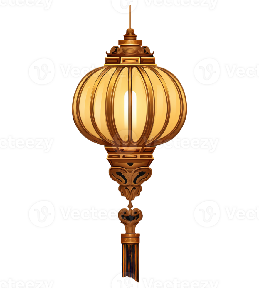 AI generated illustration of lantern with chinese new year ornament ai generative png