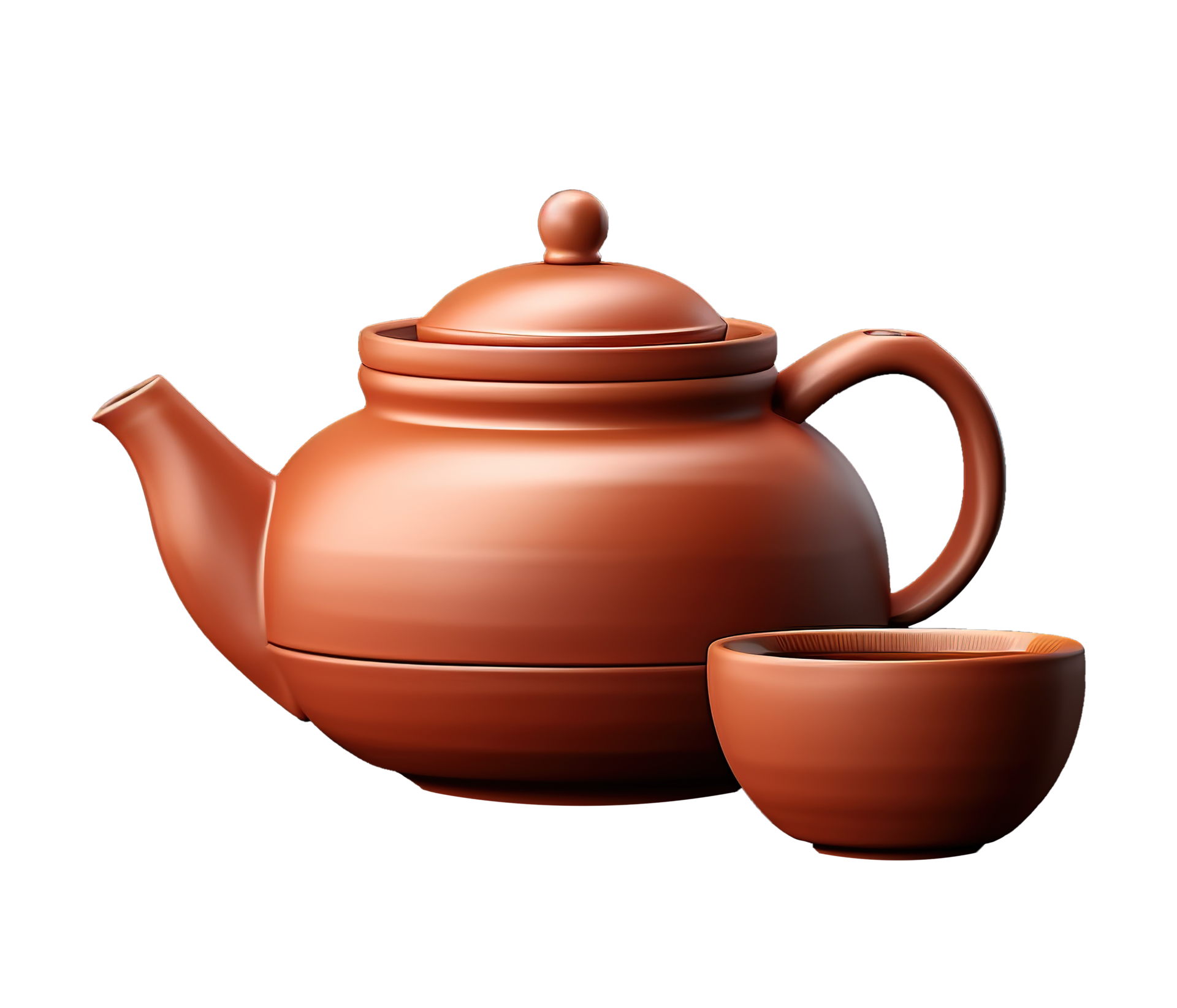 AI generated illustration of traditional clay teapot and clay cup ai