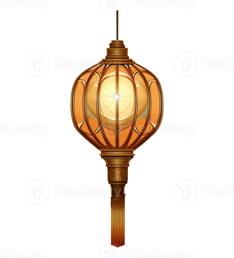 AI generated illustration of lantern with chinese new year ornament ai generative png