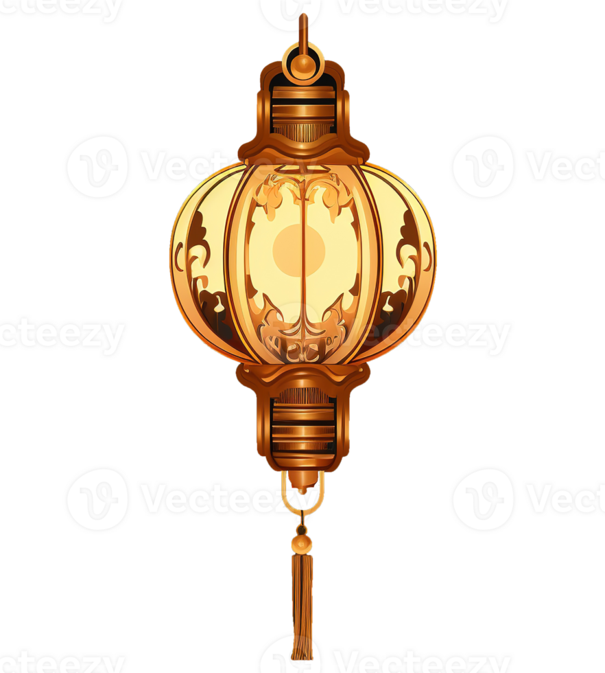 AI generated illustration of lantern with chinese new year ornament ai generative png