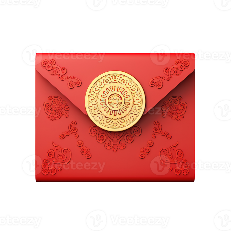 AI generated illustration of red chinese new year envelope ai generative png