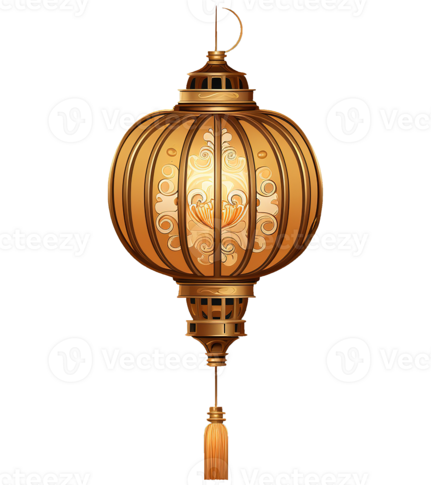 AI generated illustration of lantern with chinese new year ornament ai generative png
