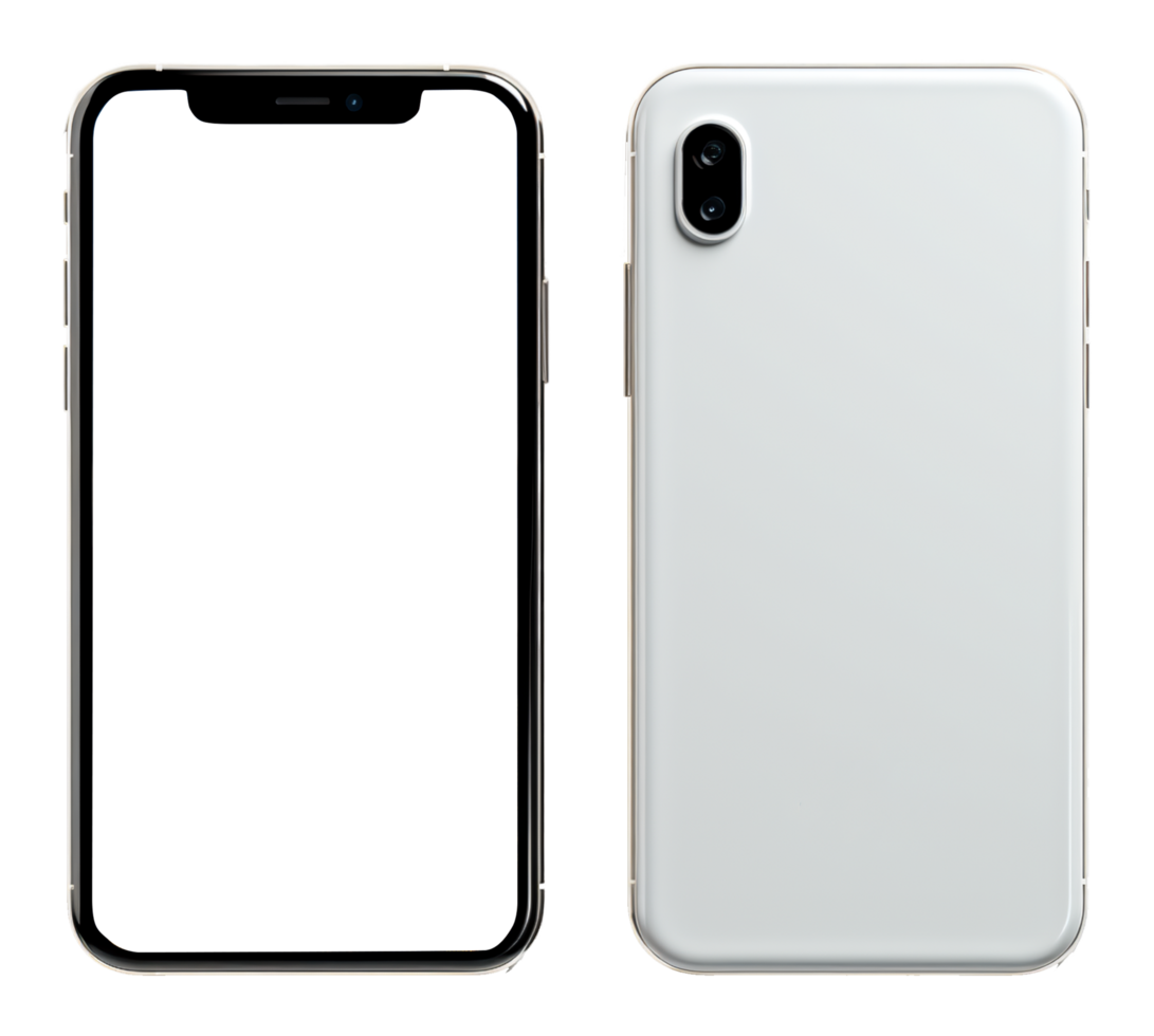 AI generated Front and back phone mockup with transparent background, generative ai png