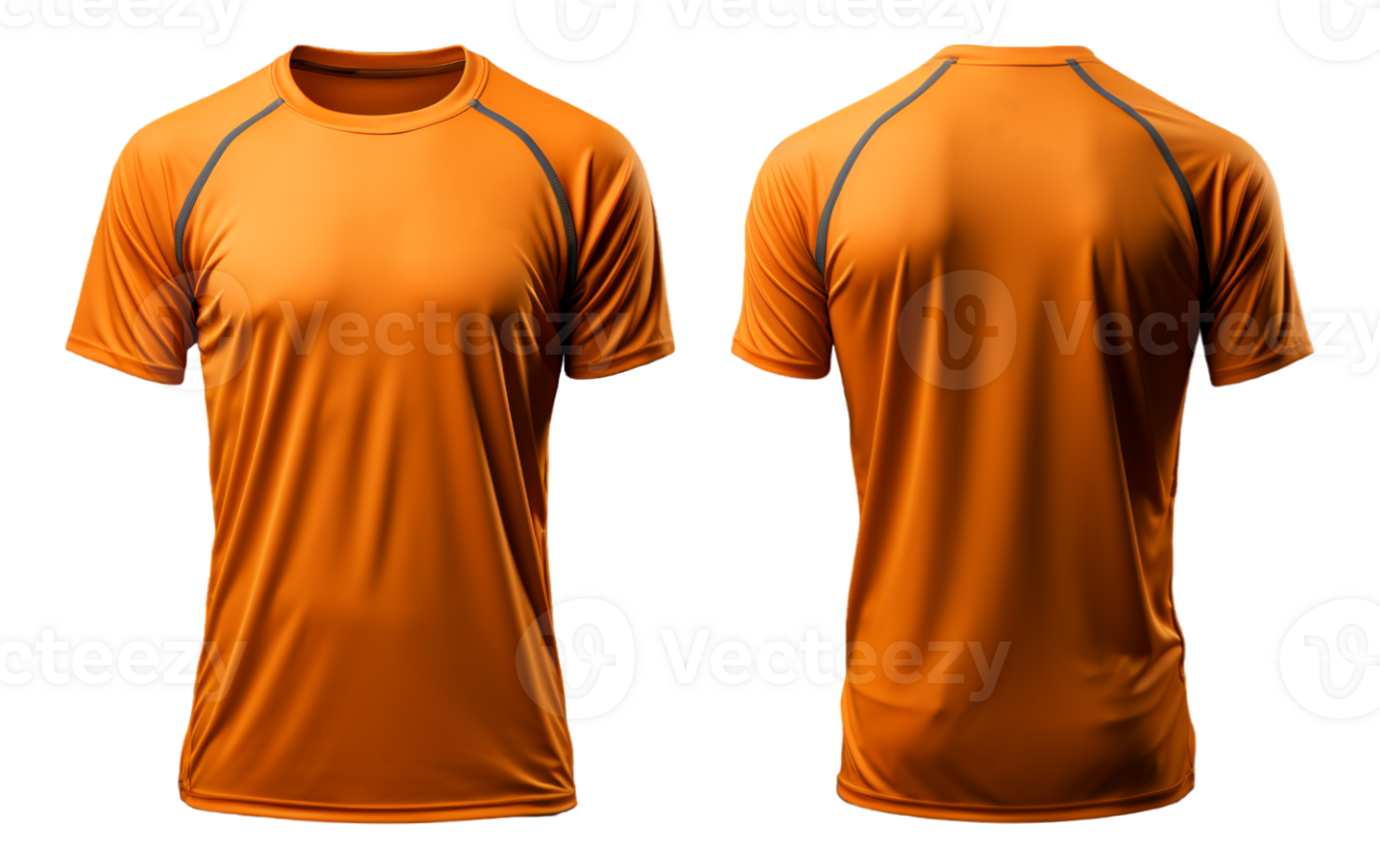 AI generated orange sports t-shirt, jersey mockup design with front and back views, generative ai png
