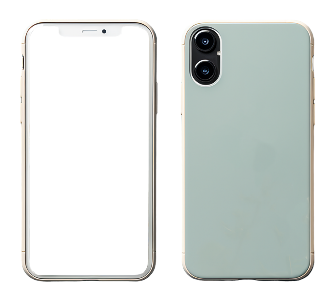 AI generated Front and back phone mockup with transparent background, generative ai png