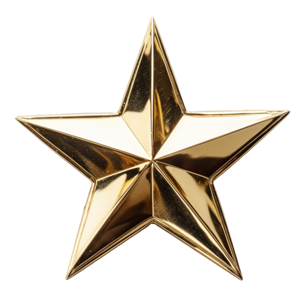 AI generated golden star element with transparent background, generative ai png