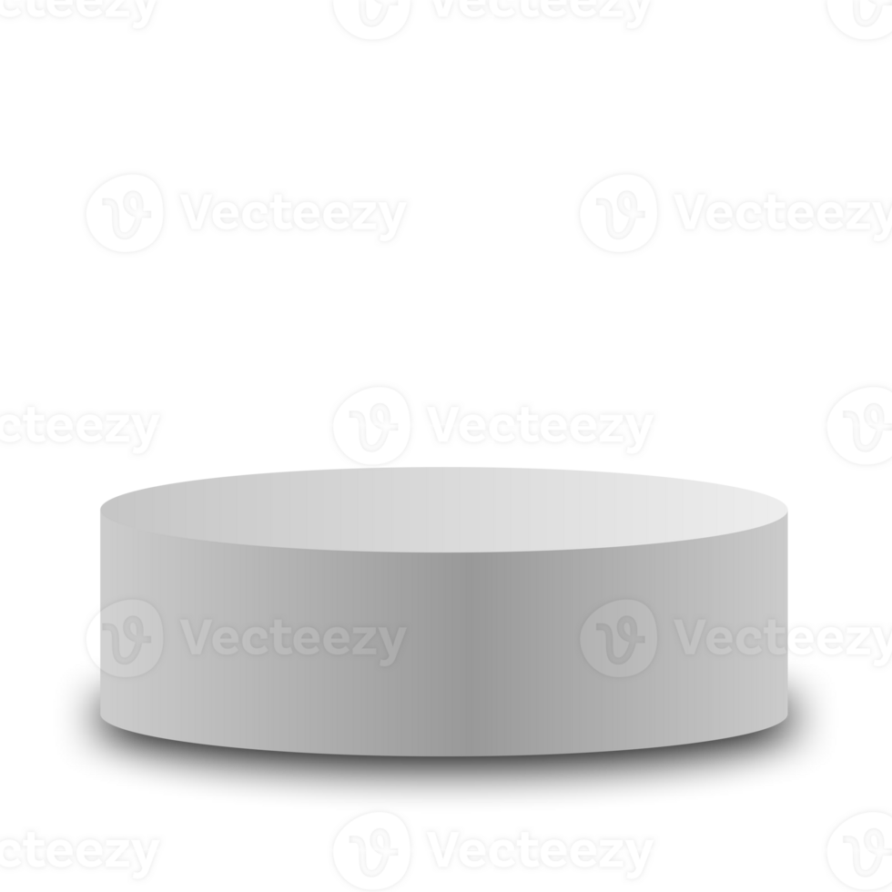 Blank white round podium, round empty stage and podium 3d template for product presentation, png